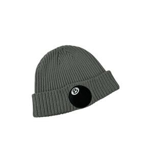 Vintage Stussy Gray Black Y2K 8 Ball Patch Logo Hat Beanie
